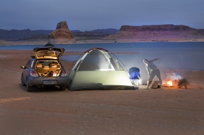 The Subaru lifestyle at Lake Powell.