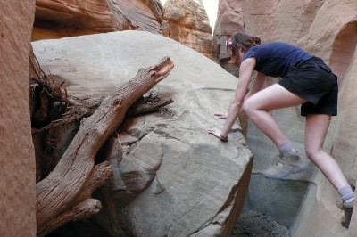 A bit of Scampering There are some rockfalls to be surmounted, but with a sturdy partner and your own wherewithal, it's not so bad.