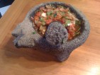 Last night's salsa in the molcajete.